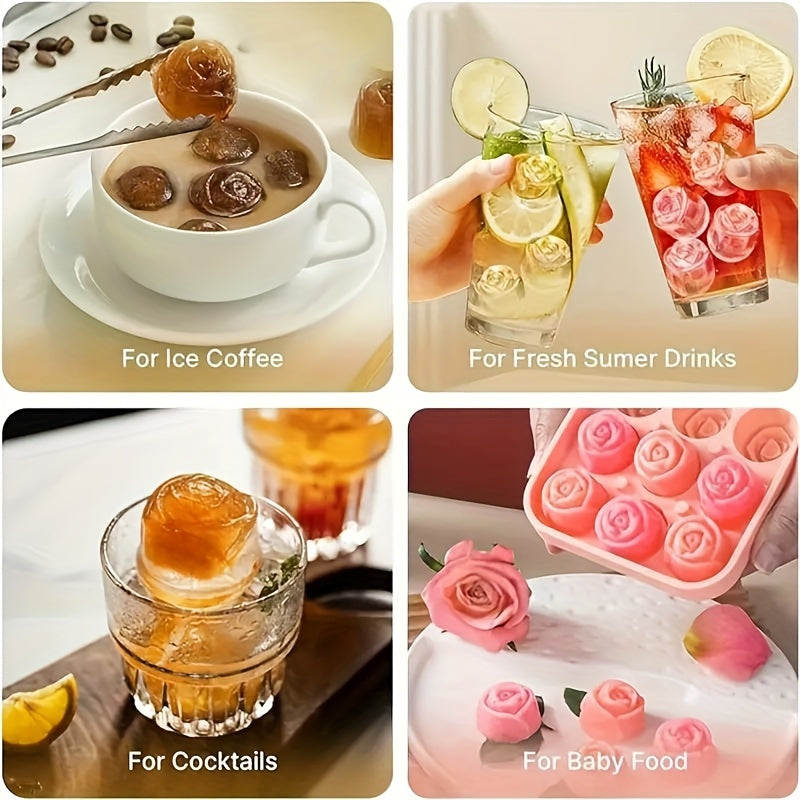 Silicone Rose Ice Cube Tray Food-Grade Freezer Kitchen Use for Ice Chocolates