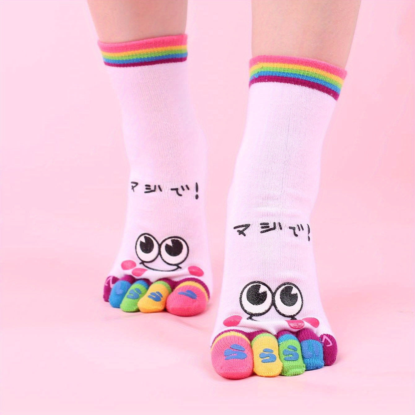 Women’s Cartoon Print Toe Socks for Running and Athletic Activities