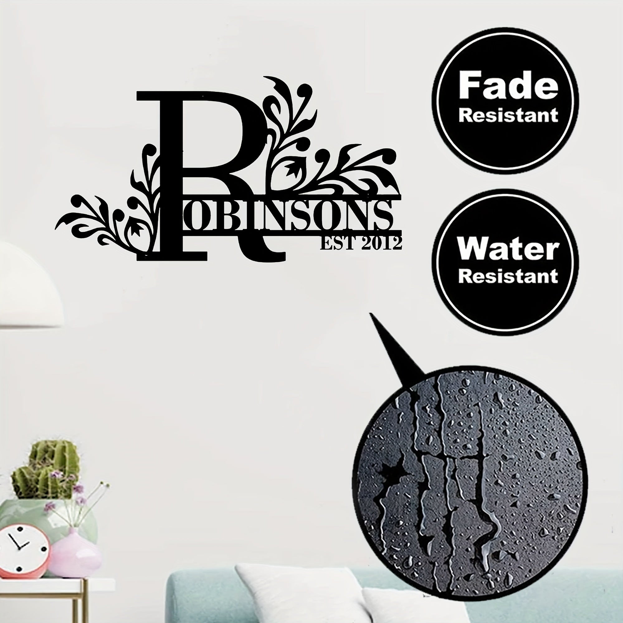 Personalized Metal Family Name Sign Custom Last Name and Date Outdoor Door Hanger