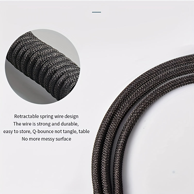 Coiled USB C Mechanical Keyboard Cable with Aviator Connector for Gaming Keyboards
