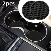2pcs Car Water Cup Base Non-slip Mat Interior Decoration Black