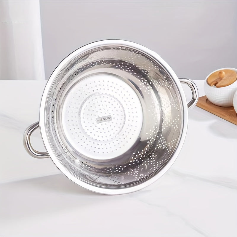 Stainless Steel Kitchen Colander with Handles for Washing and Draining Vegetables Fruits Pasta