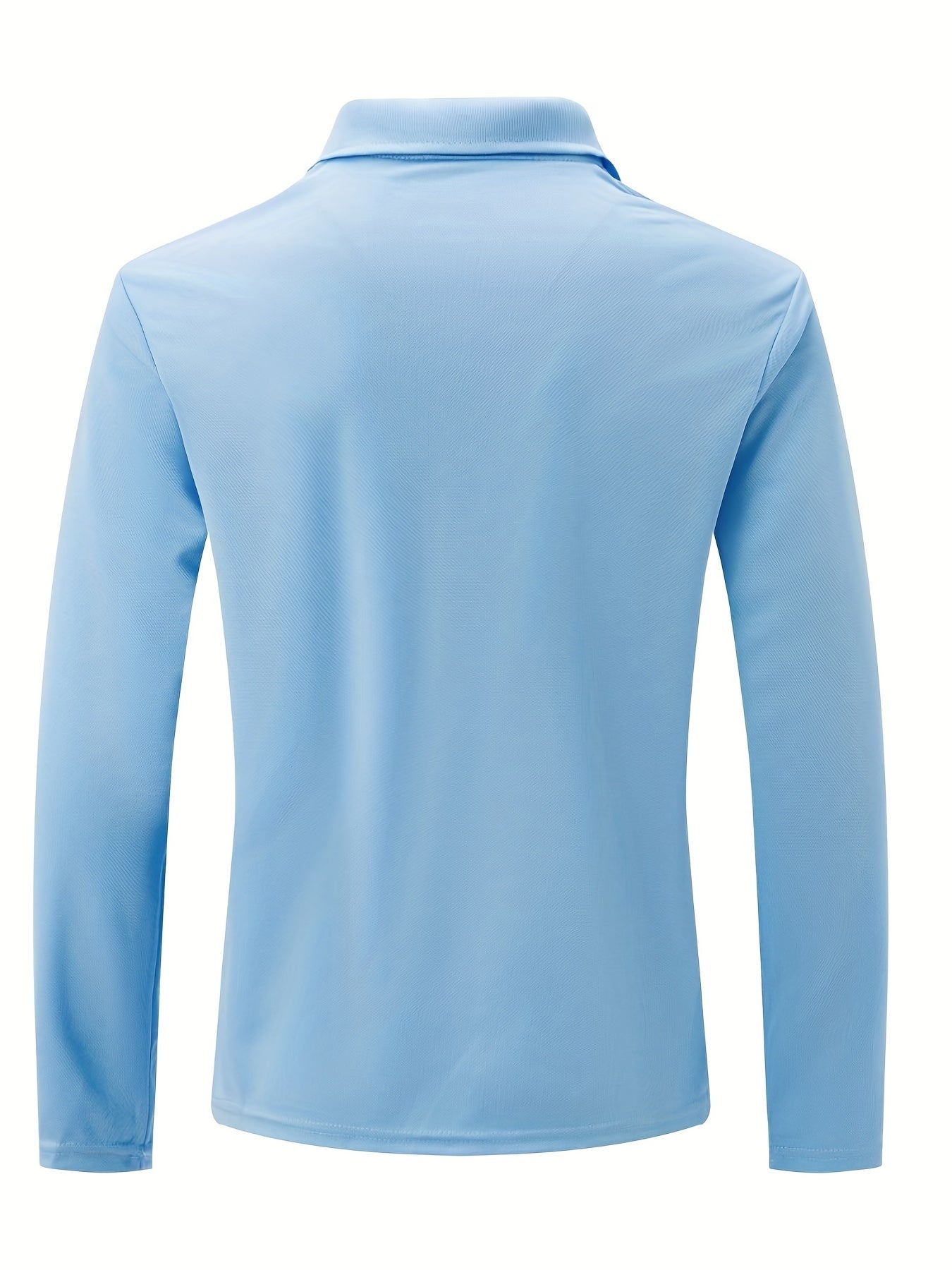 Men's Long Sleeve Solid Zipper Shirt with Lapel Collar and Chest Pocket for Spring Fall Outdoor Wear