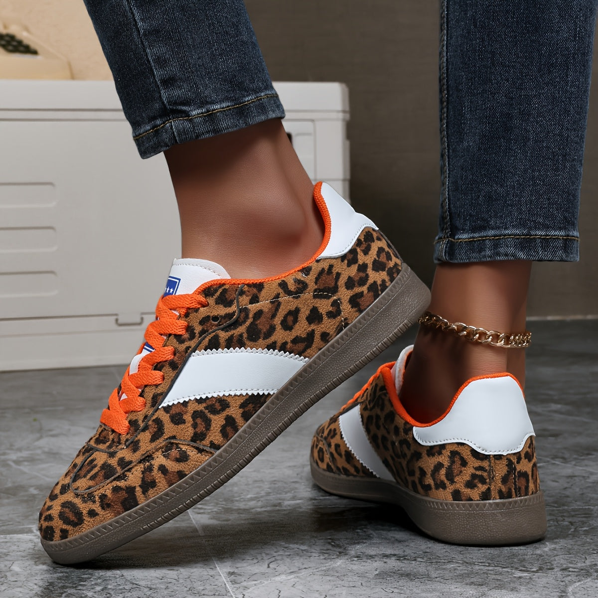 Women's Leopard Print Canvas High Top Sneakers with Rubber Sole