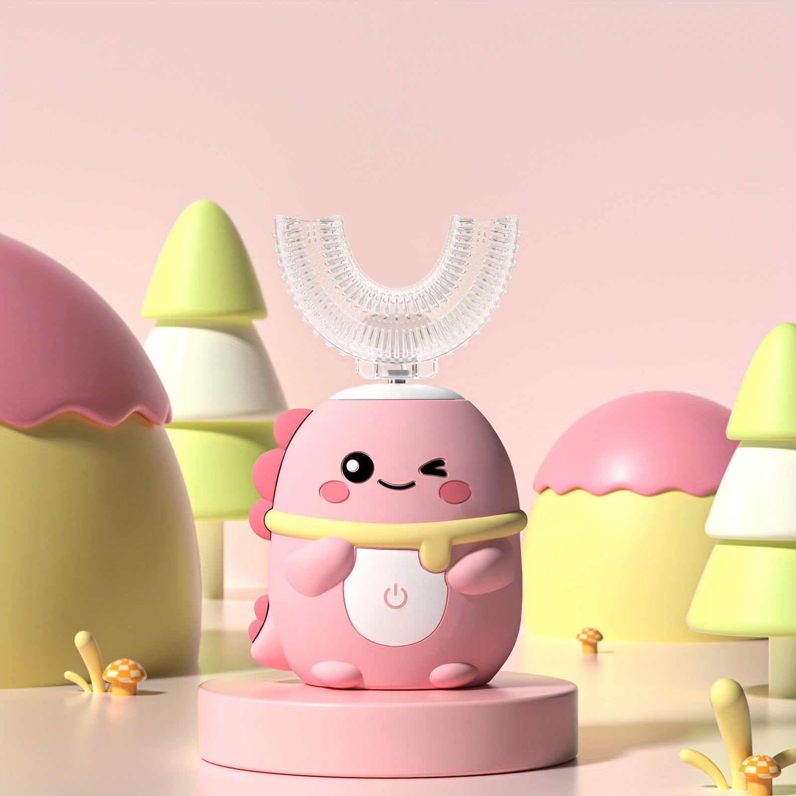 Children Cartoon Dinosaur Electric Toothbrush U-Shaped with Timers and Multiple Modes