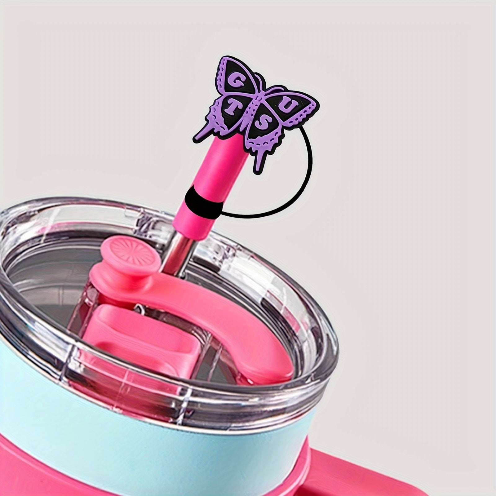 Set of 4 Straw Covers for 30oz and 40oz Tumblers with Fun Designs for Parties