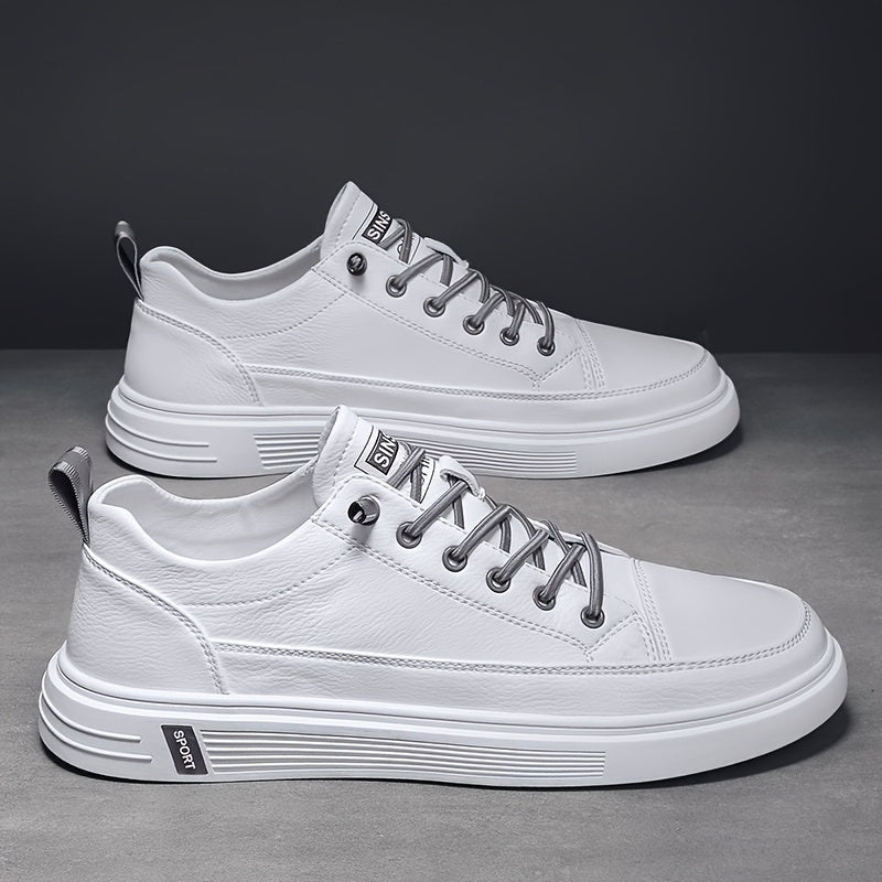 Men's White Lightweight Non-Slip Sneakers with Elastic Band Closure for Casual and Sports Use