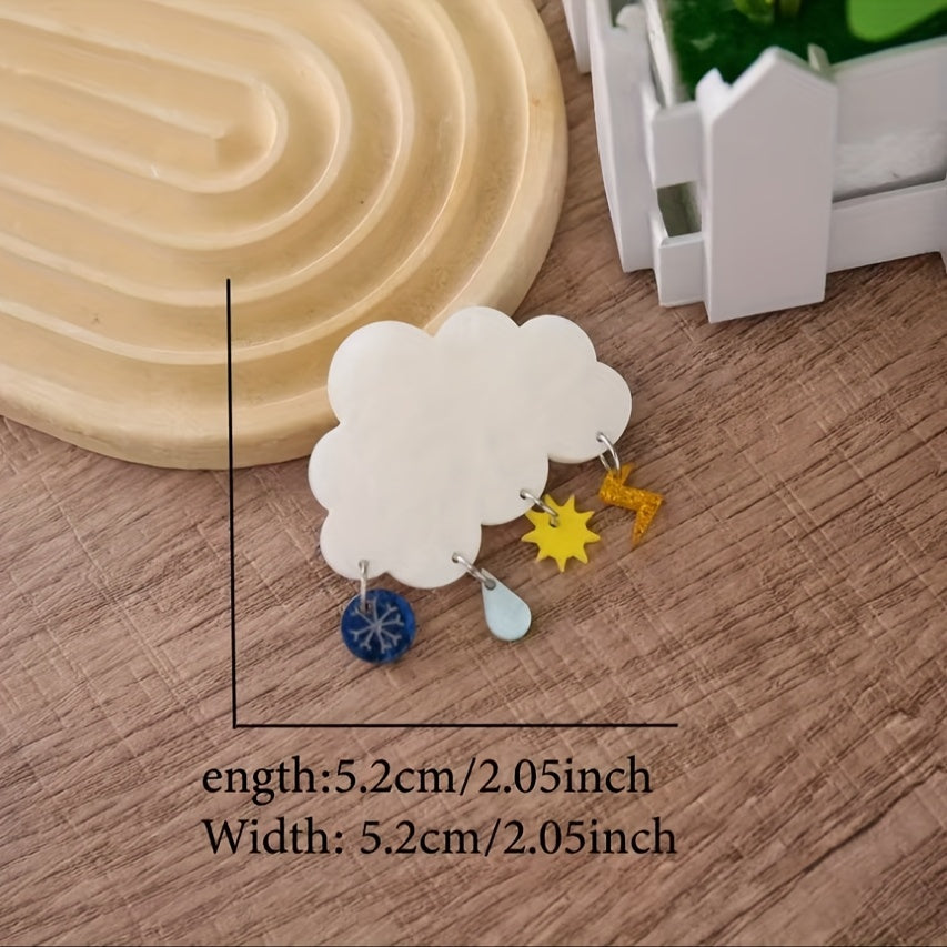 White Cloud Acrylic Brooch for Women and Girls Stylish Adornment for Outfits and Bags