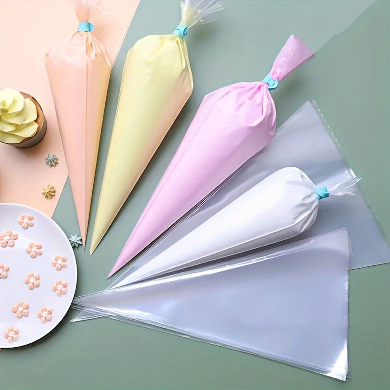 Set of 100 Disposable Piping Bags for Cake Decorating with Triangle Design