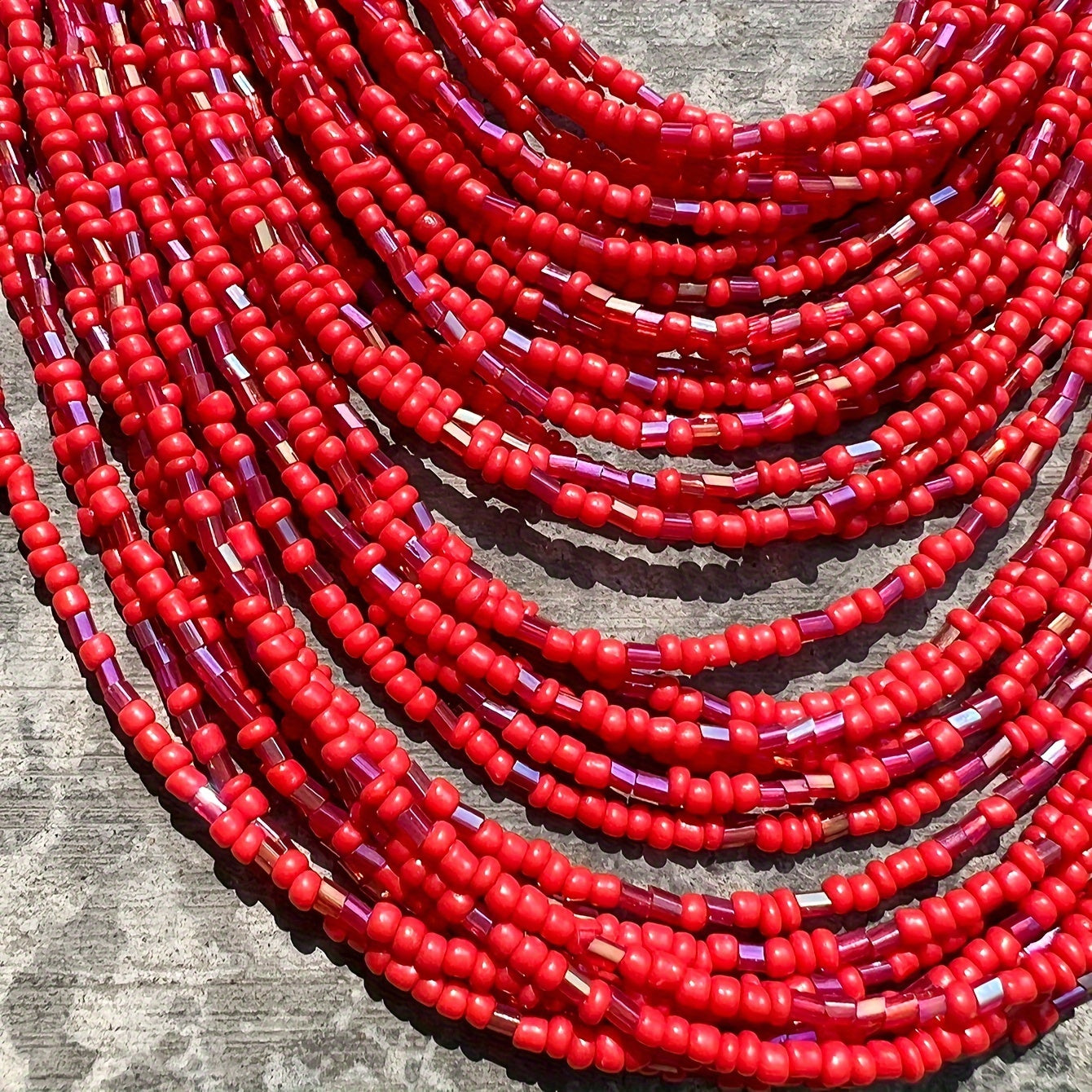 Bohemian Ethnic Style Red Rice Bead Glass Tube Necklace and Earrings Women’s Jewelry