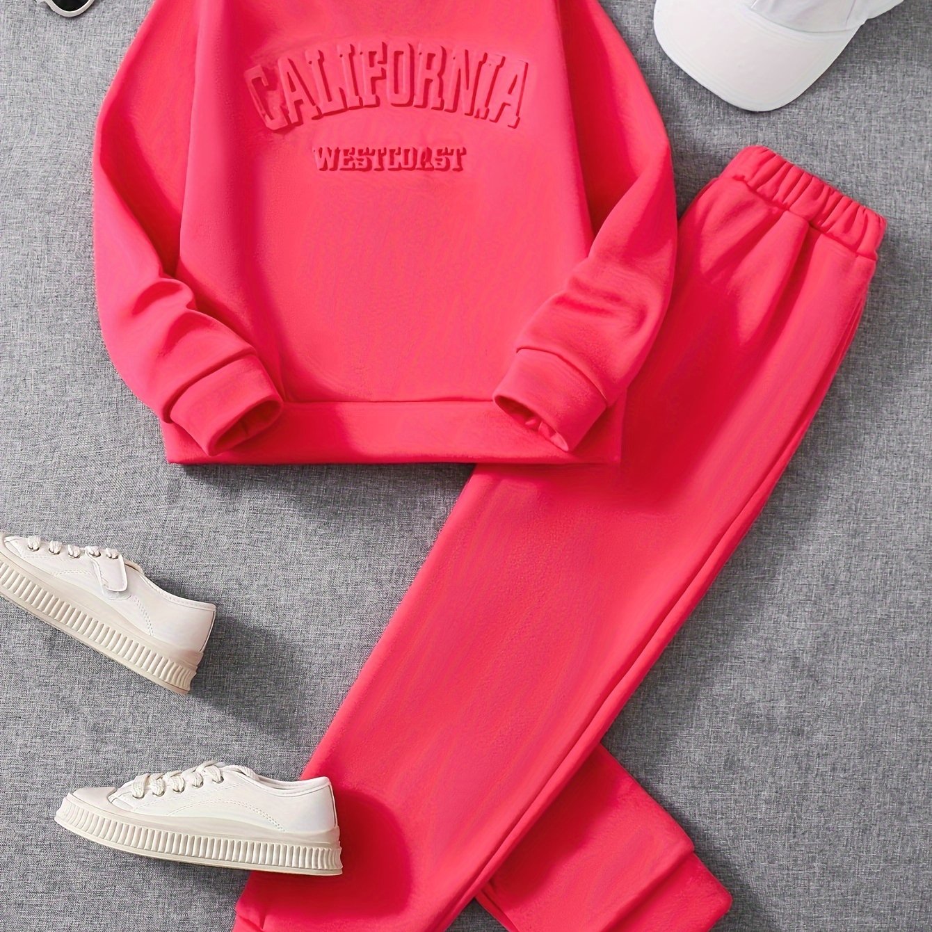 Yoz va kuzda tashqi kiyim uchun qizlar uchun CALIFORNIA WESTCOAST print dizaynidagi ikki dona kiyim, sovg'a sifatida ajoyib.