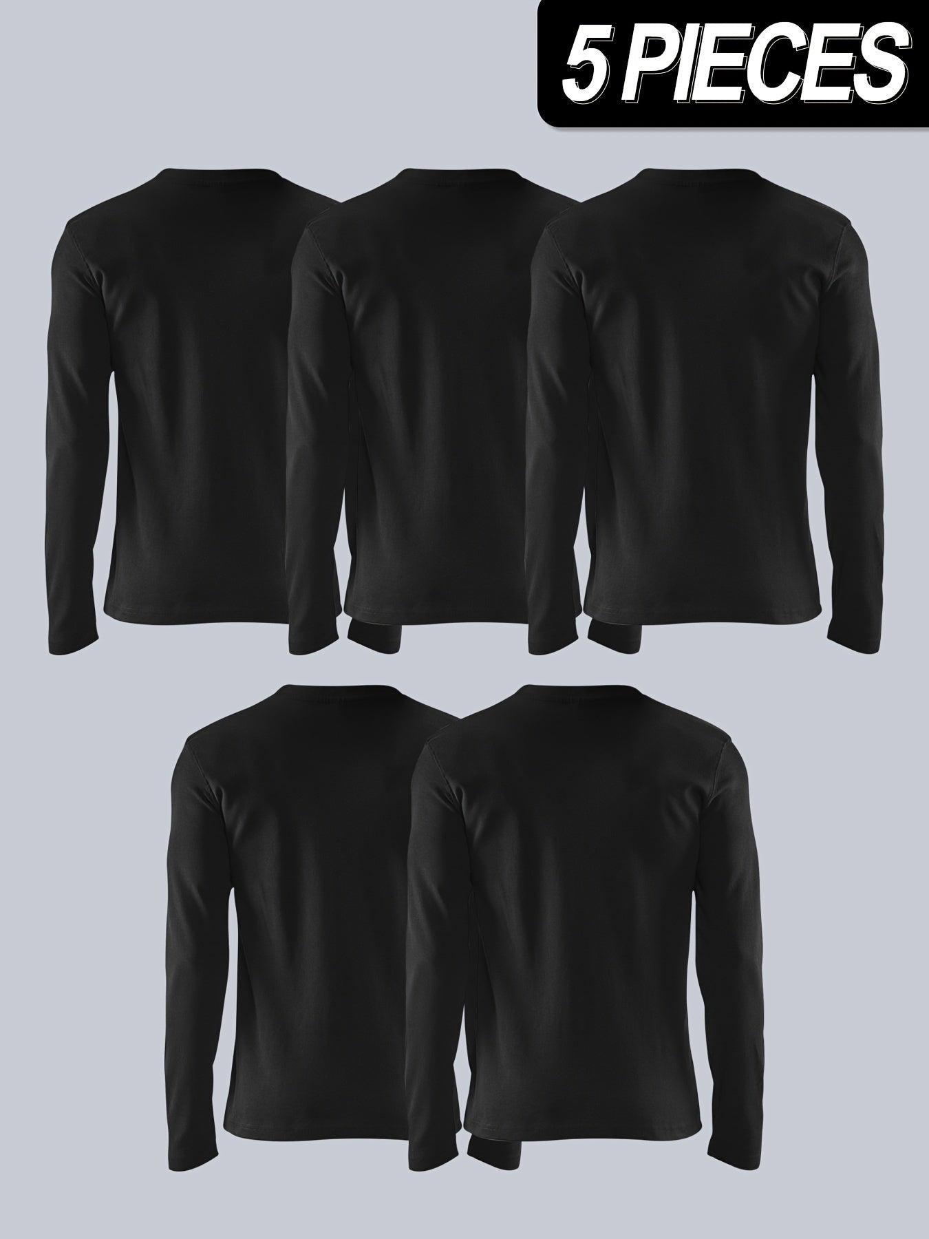 Набор из 5 больших мужских футболок с длинным рукавом для спортивной повседневной носки, большие и высокие размеры