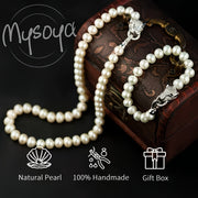 Unisex Pearl Jewelry Set with Leopard Head Clasp and 8-9mm Freshwater Pearls