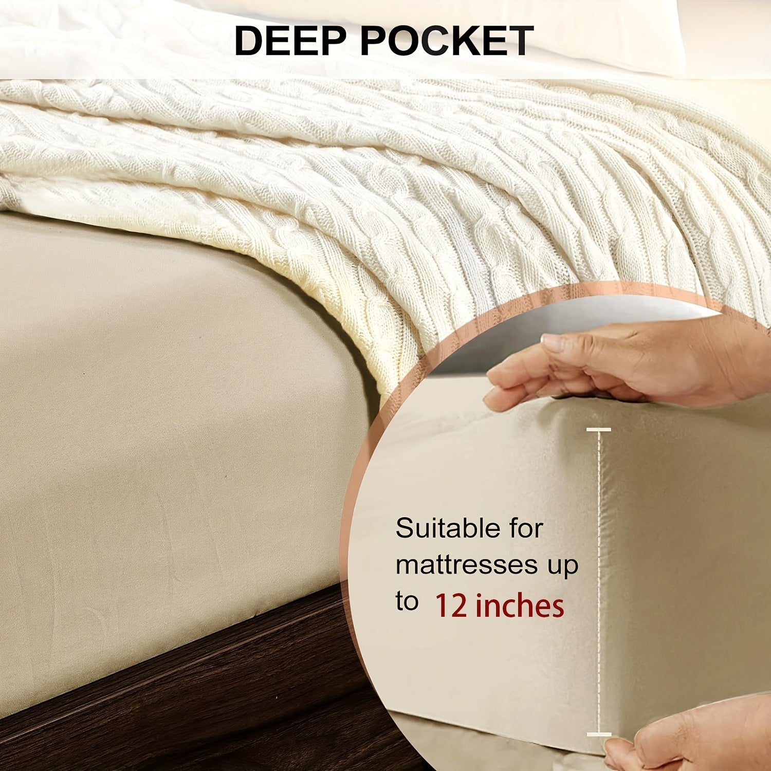 Deep Pocket Fitted Sheet Mikrotoʻlqinli, Allergensiz, Nafas oladigan, Burilishlarga chidamli, Bir rangli