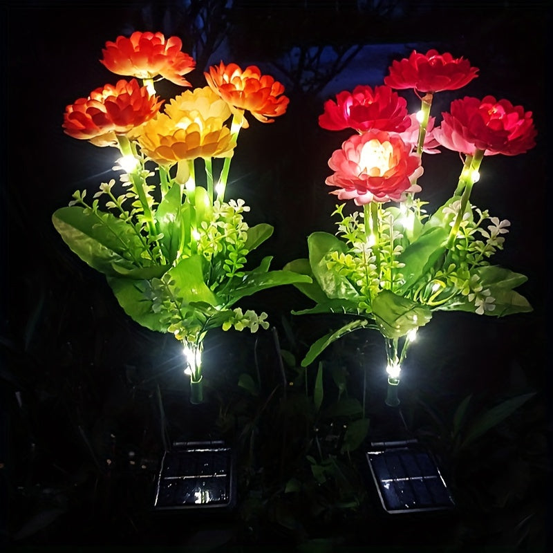 Stainless Steel Solar Garden Lights Snow Lotus Design Pathway Semi Flush Mount 600mAh