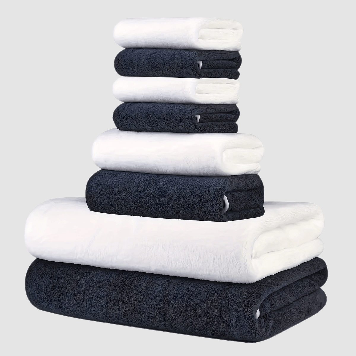 8-Piece Coral Fleece Bath Towel Set Quick-Drying Absorbent Large and Small Towels