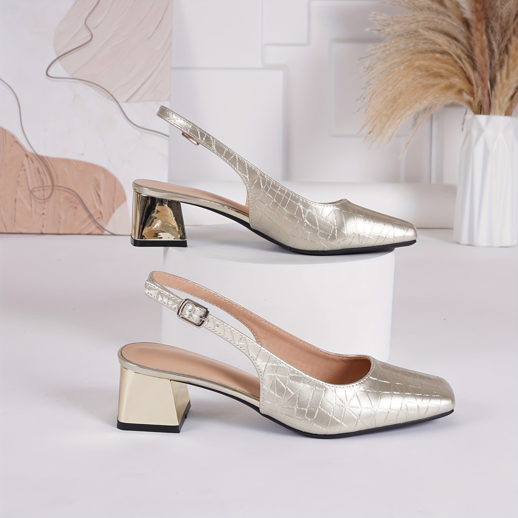 Women's Elegant Square Toe Heels for Four Seasons Fashion