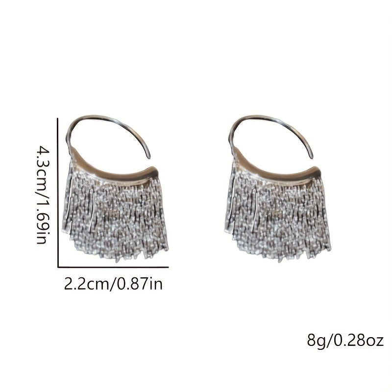 C-Shaped Tassel Earrings for Women Gold Plated Dangle Jewelry