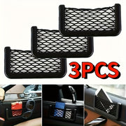 Car Interior Storage Mesh Bags 3 Pack with Elastic Rope for Vehicle Organization