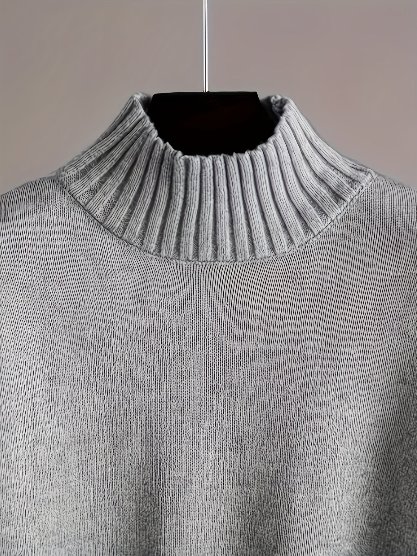 Solid Color Knitted Pantsuit for Women Long Sleeve Turtleneck Sweater Wide Leg Pants