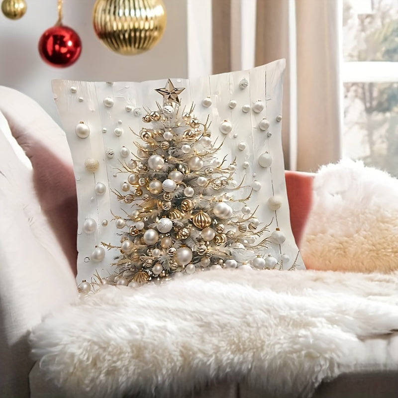 Contemporary Christmas Tree Double-Sided Print Throw Pillow Cover 45cm