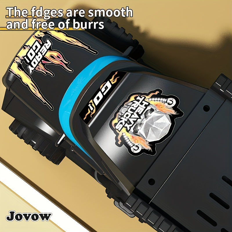 Transforming Police Toy Car with 8 Mini Cars Retractable Black Blue Flames Racing Graphics for Kids