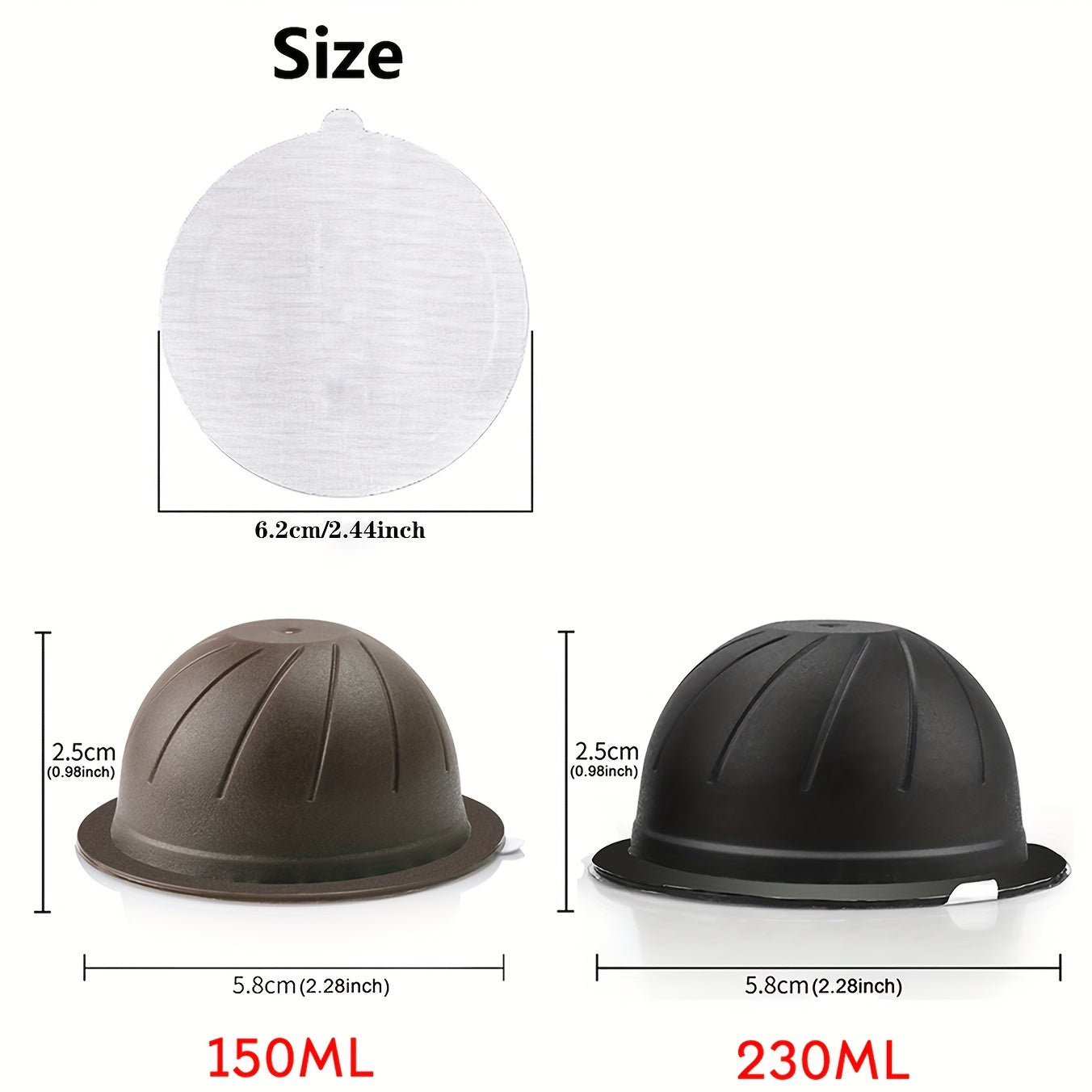 Disposable Refillable Coffee Capsules Pods Lids Aluminum Seals 62mm 100 Pack