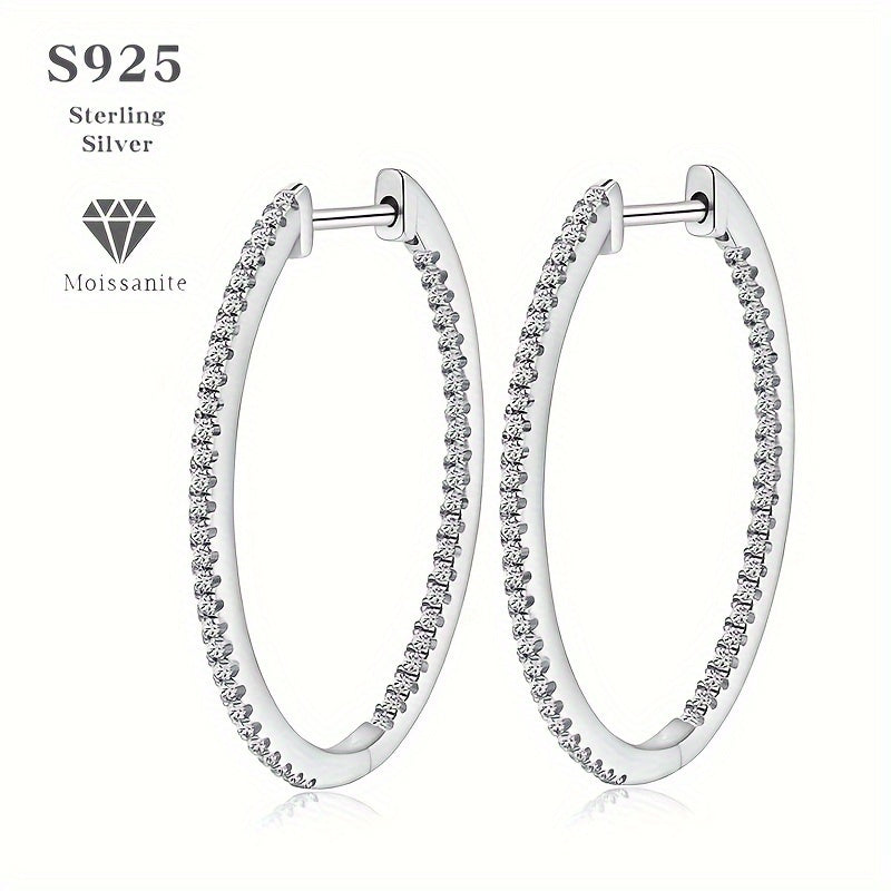 Sterling Silver Moissanite Huggie Hoop Earrings December Birthstone Jewelry