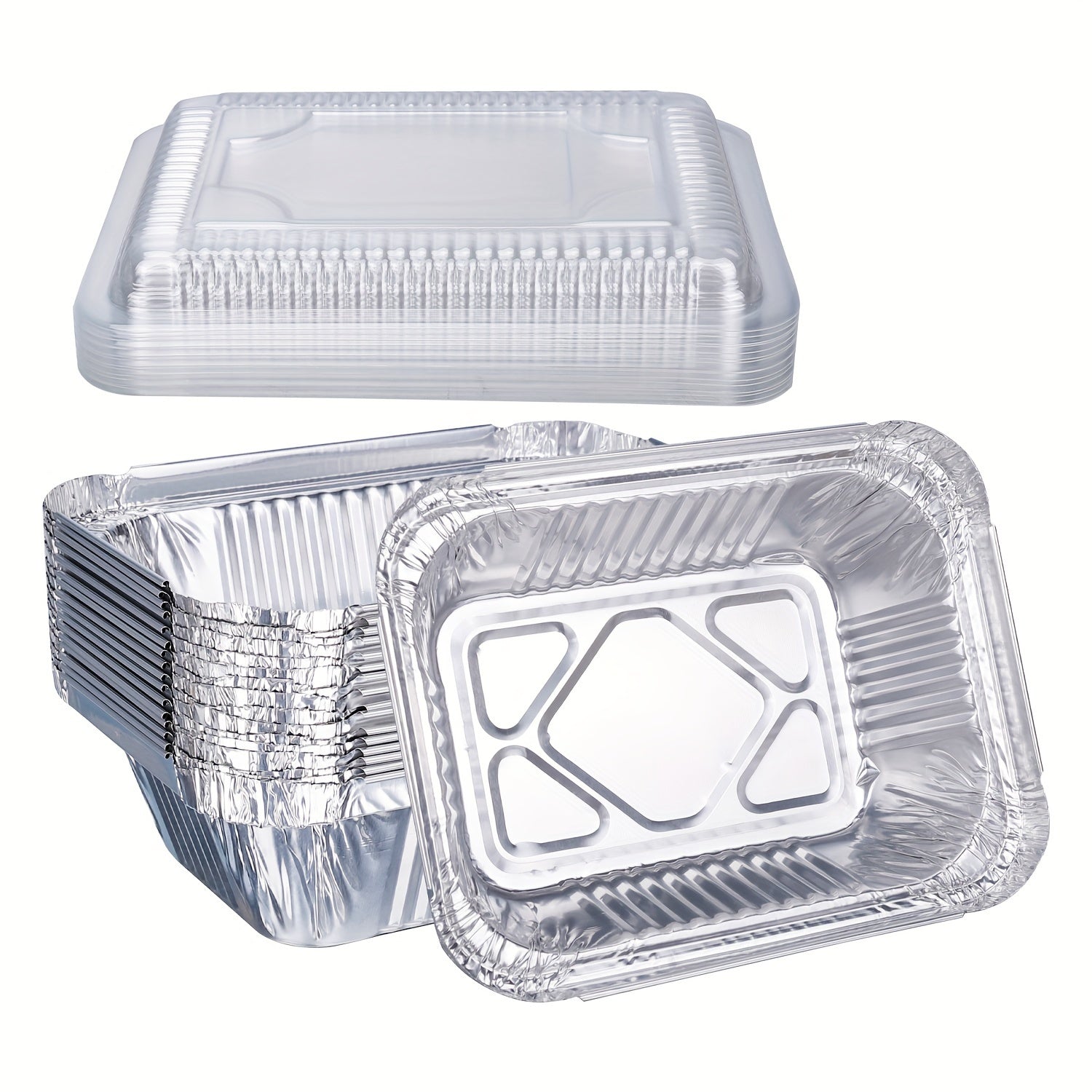 Pack of 20/50 Aluminum Foil Lunch Boxes Leak-proof Eco-friendly Disposable Food Containers for Takeaway and Picnics