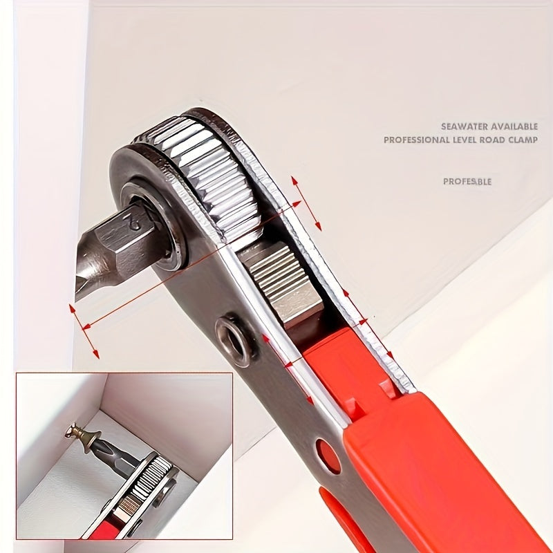 Steel Screwdriver Set with Bent Wrench Interchangeable Heads Ratchet Function for Tight Spaces