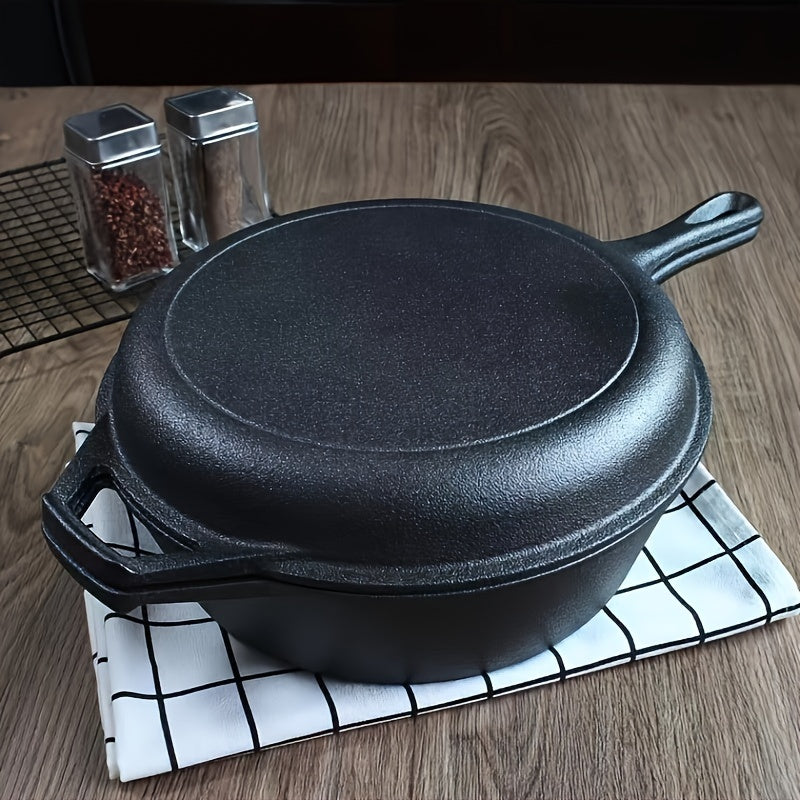 Dual-Sided Cast Iron Skillet Set Non-Stick Versatile for Frying Soup Stew
