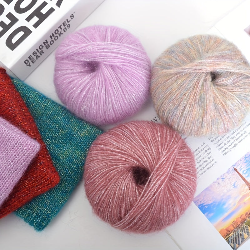 6-Pack Wool Mohair Yarn for Knitting and Crochet Multicolor Gradient 150G