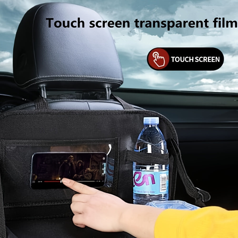 Organizador de asientos de coche de material Oxford, bolsa de almacenamiento con bandeja y resistente al desgaste