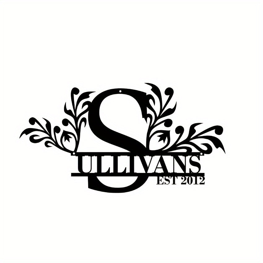 Personalized Metal Family Name Sign Custom Last Name and Date Outdoor Door Hanger