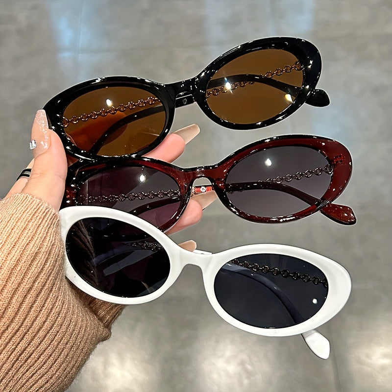 Women's Cat Eye Glasses Small Frame Metal Hollow Arms Anti-Reflective Lenses for Beach and Party