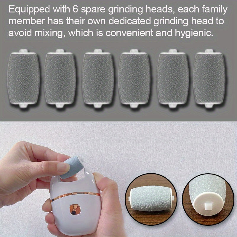 Electric Foot Callus Remover Rechargeable Pedicure Kit with 6 Grinding Heads and Replaceable Rollers