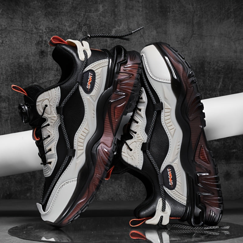 Men's Casual Sneakers Low Top Leather Upper Comfortable Durable Solid Color Shoes