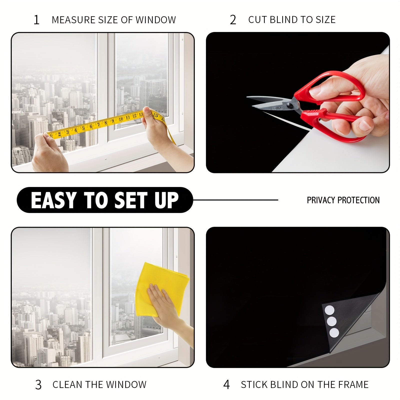 Blackout Curtains Set for Windows Portable Room Darkening Blinds for Bedroom Living Room