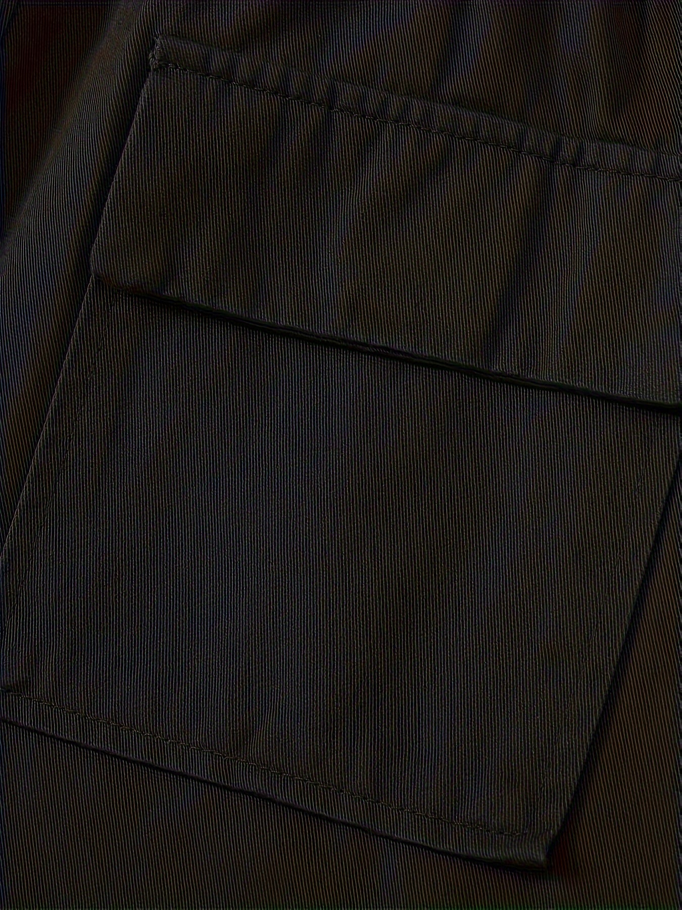 Erkaklar uchun plussiz o'lchamdagi bir rangli yuk shortlari, tortish ipi va cho'ntaklar bilan, tasodifiy uslubda