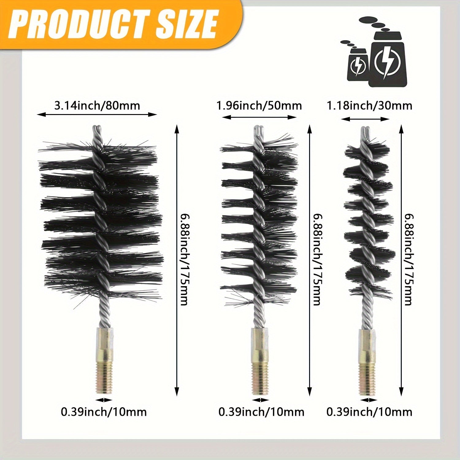 Heating Boiler Brush Set 30 50 80mm for Chimney and Pipe Cleaning