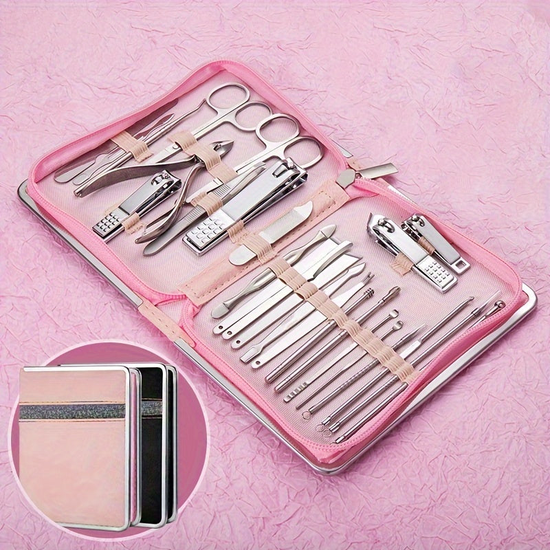26-Piece Stainless Steel Nail Clipper Kit for Men and Women with Ear Spoon and Nail Files