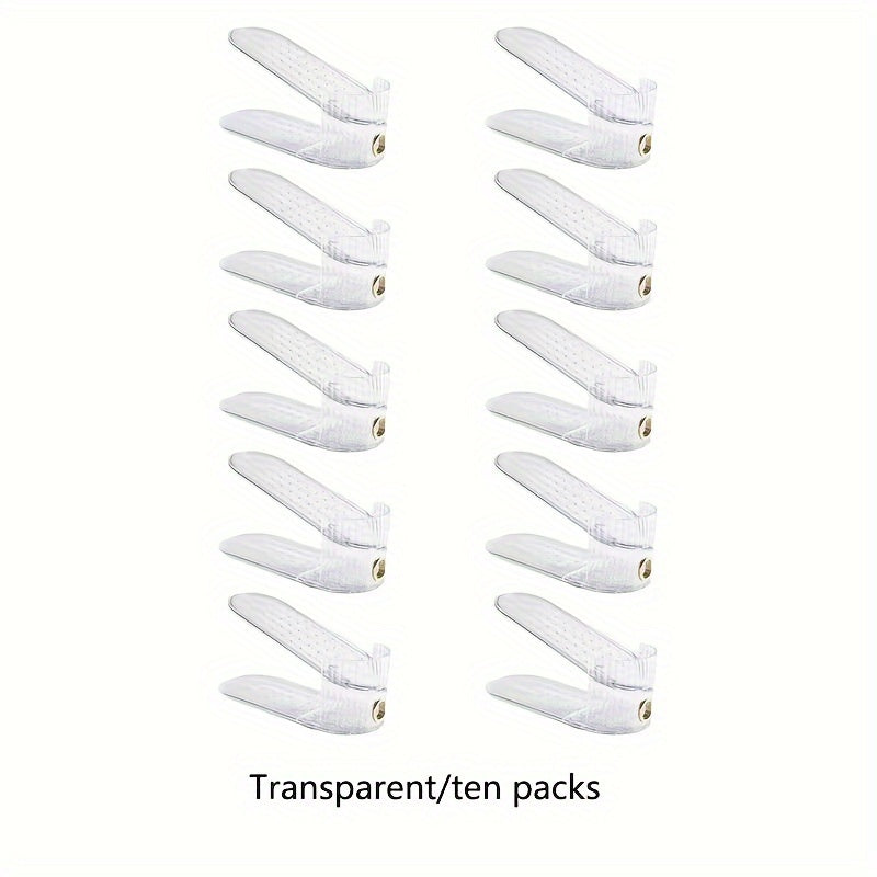 Juegos de organizadores de almacenamiento para zapatos de 10 o 20 piezas, de plástico ajustable, doble capa, transparente