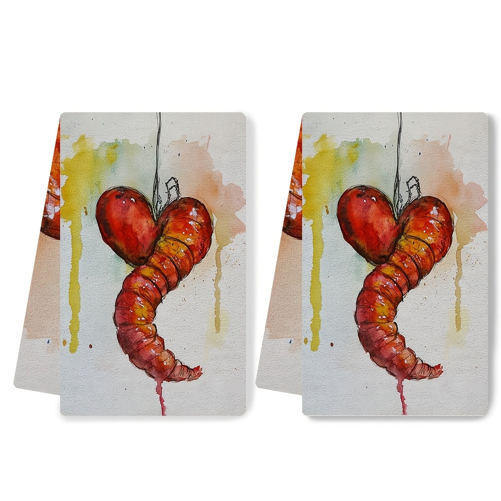 2 Pieces Ultra Soft Kitchen Towels Valentine’s Day Absorbent Dish Hand Towels 16x24 Inches