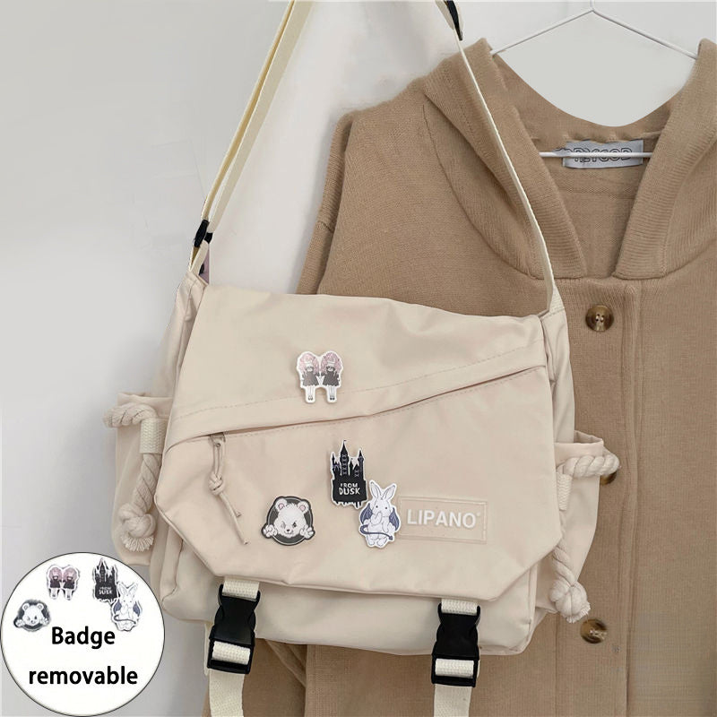 Ayollar uchun Preppy yelka sumkasi, sozlanadigan kamar, zip yopilishi, dog'ga chidamli, to'liq rang