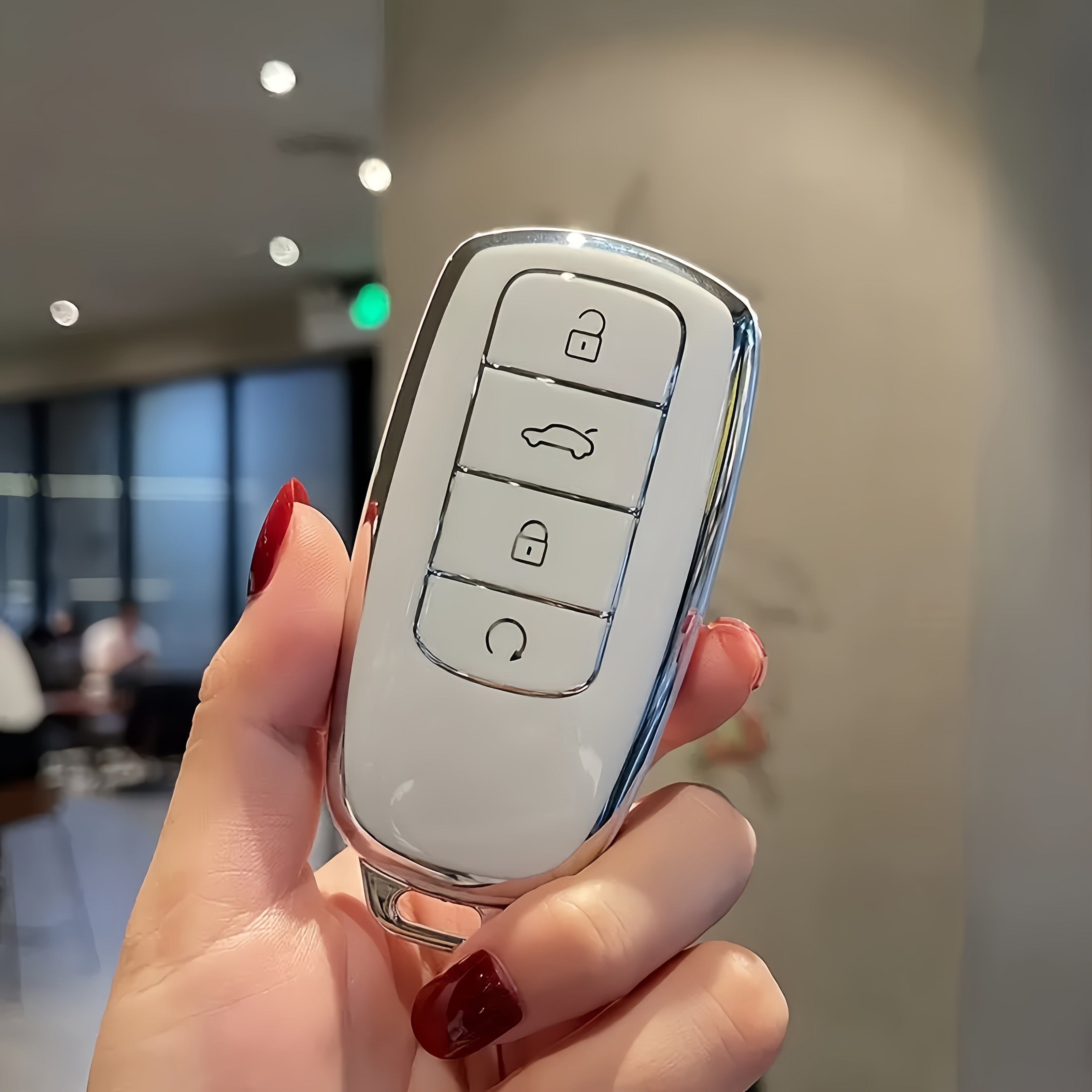 Car Key Case TPU Remote Cover for 4-Button Keyless Entry Durable Black