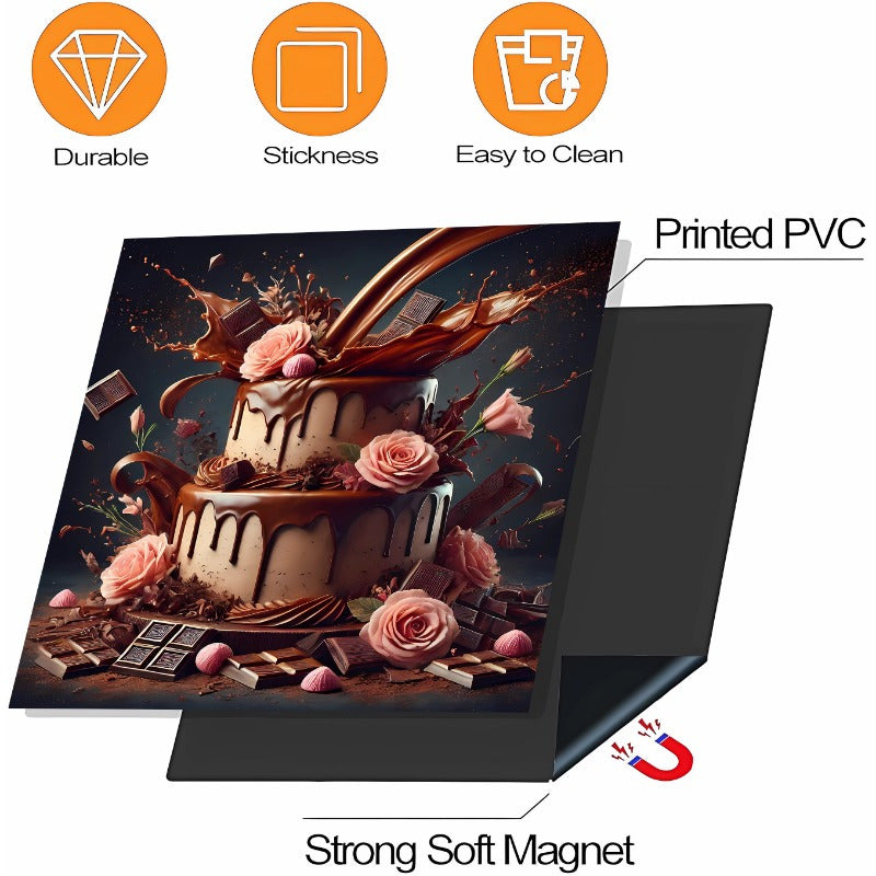 Gul va Shokolad Dizayni Oshxona Dekori Nikel Qoplamali Qaynatgich Magnit Qopqog'i, 58W x 65H sm. Bahor Mavzusida va Elektr Energisiz.