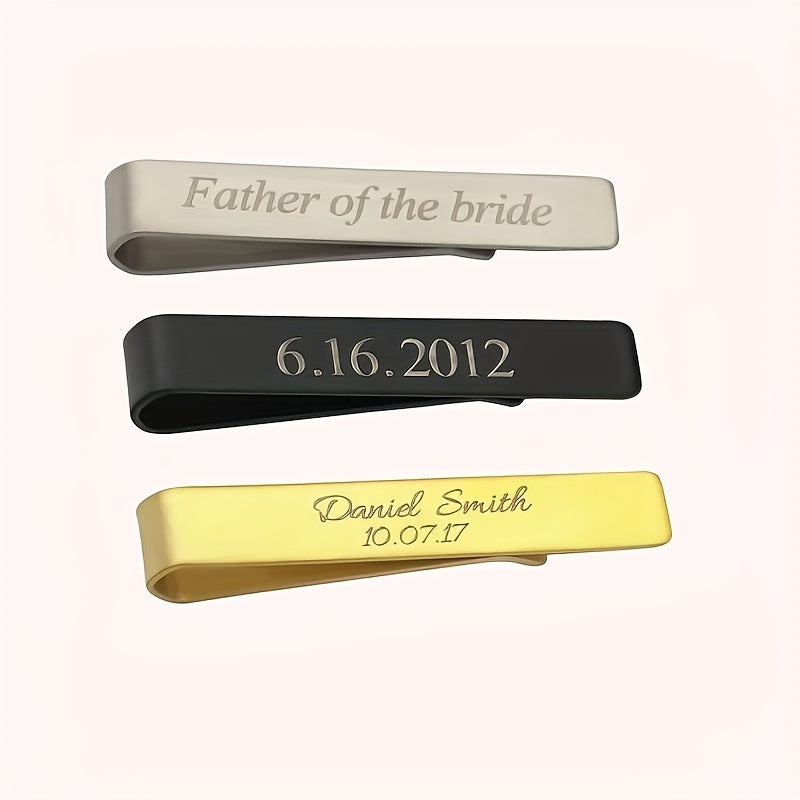 Men's Stainless Steel Tie Clip Engraved Wedding Valentine's Day Gift