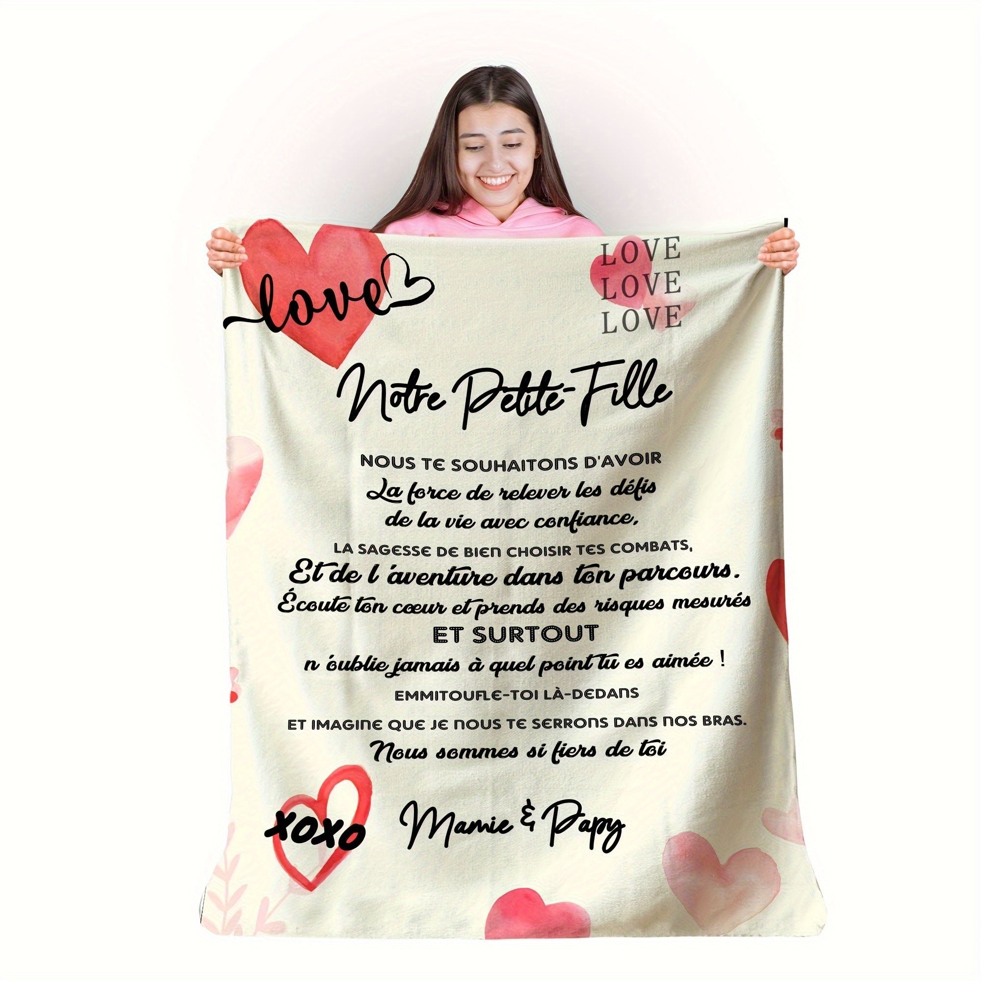 French Flannel Throw Blanket Hypoallergenic Customizable Modern Design Easy to Clean All Seasons for Sofa Bed Travel