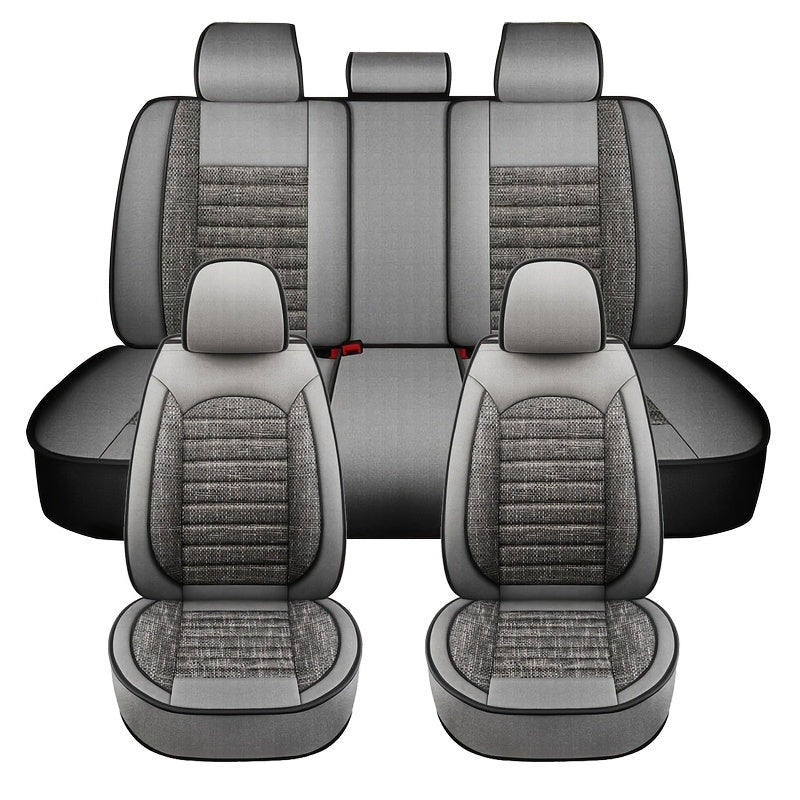 Funda de asiento de coche de cobertura total para todos los vehículos textura de lino duradera transpirable