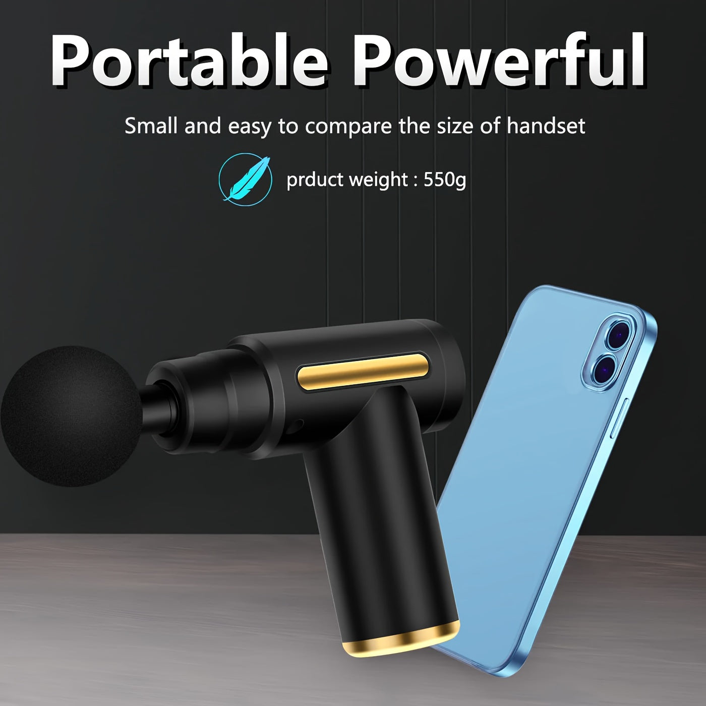 Portativ Fascia Massaj Qurollari, Qayta zaryadlanadigan 1200Mah Li-ion Batareya, 4 Ta O'zgaruvchan Massaj Boshliqlari, USB Zaryadlash, LED Sensorli Ekran, Plastik Tanasi, To'liq Tana Mushaklarini Qayta tiklash uchun, Sport